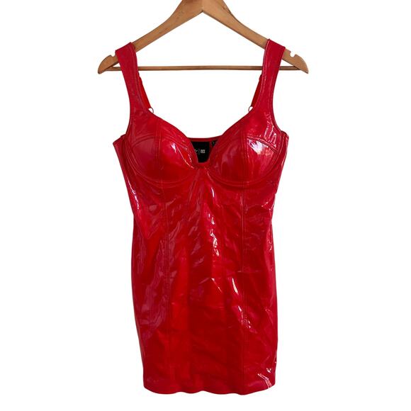 Adidas Originals X Ivy Park Latex Mini Dress Women's Size Medium Red - Picture 2 of 13